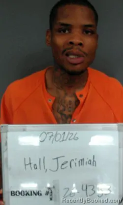 Mugshot of Jerimiah Montrell Hall booked in Sebastian County, Arkansas on July 1, 2026
