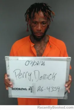 Mugshot of Derrick Manard Senior Perry booked in Sebastian County, Arkansas on July 1, 2026