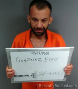 Mugshot of Elvis Omar Gonzalez booked in Sebastian County, Arkansas on July 2, 2026