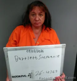 Mugshot of Stephanie Lynn Bartlett booked in Sebastian County, Arkansas on July 2, 2026