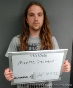 Mugshot of Zachary Marple booked in Sebastian County, Arkansas on July 2, 2026