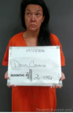 Mugshot of Cassie Rose Davis booked in Sebastian County, Arkansas on July 3, 2026