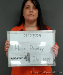 Mugshot of Ashley Marie Hoag booked in Sebastian County, Arkansas on July 3, 2026