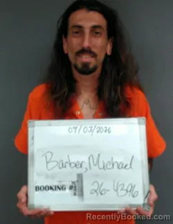 Mugshot of MICHAEL D BARBER booked in Sebastian County, Arkansas on July 3, 2026