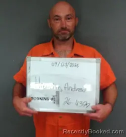 Mugshot of Andrew Gregory Hrenchir booked in Sebastian County, Arkansas on July 3, 2026