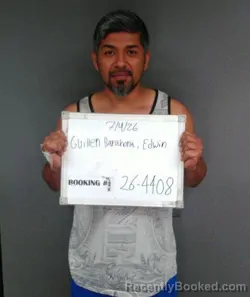 Mugshot of Edwin Javier Guillen Barahona booked in Sebastian County, Arkansas on July 4, 2026