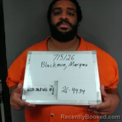 Mugshot of Marquis Deshawn Blackmon booked in Sebastian County, Arkansas on July 4, 2026