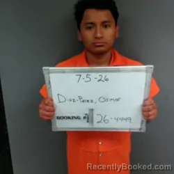 Mugshot of Osmar Diaz-Perez booked in Sebastian County, Arkansas on July 5, 2026