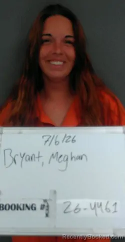 Mugshot of Meghan LaShea Bryant booked in Sebastian County, Arkansas on July 5, 2026