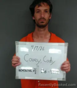 Mugshot of Cody Owen Covey booked in Sebastian County, Arkansas on July 6, 2026