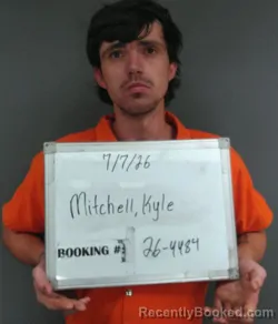 Mugshot of Kyle William Jordon Mitchell booked in Sebastian County, Arkansas on July 6, 2026