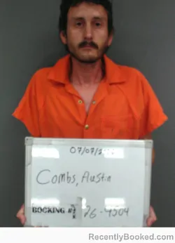 Mugshot of Austin BRYAN Combs booked in Sebastian County, Arkansas on July 7, 2026