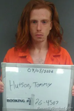 Mugshot of Tommy Dean Junior Hutson booked in Sebastian County, Arkansas on July 7, 2026