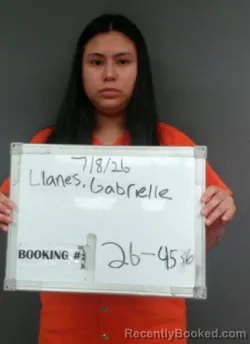 Mugshot of GABRIELLE ELIZABETH LLANES booked in Sebastian County, Arkansas on July 8, 2026