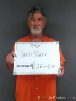 Mugshot of Mark Wayne Hardy booked in Sebastian County, Arkansas on July 9, 2026