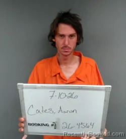 Mugshot of Aaron Michael Cates booked in Sebastian County, Arkansas on July 10, 2026