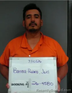Mugshot of Joel Barrera-Ruano booked in Sebastian County, Arkansas on July 10, 2026