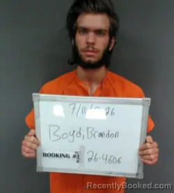 Mugshot of Brandon Travis Boyd booked in Sebastian County, Arkansas on July 11, 2026