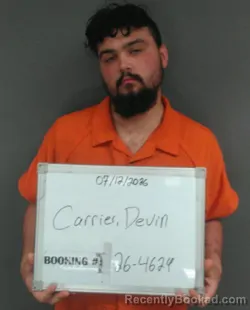 Mugshot of Devin Luke Carrier booked in Sebastian County, Arkansas on July 12, 2026