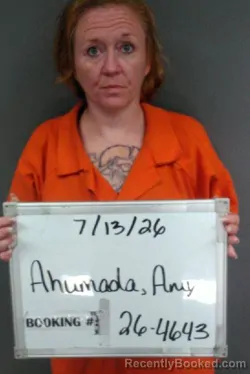 Mugshot of AMY ESTELLE AHUMADA booked in Sebastian County, Arkansas on July 13, 2026