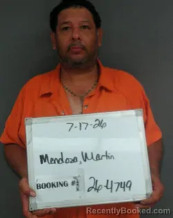 Mugshot of Martin Valluco Junior Mendoza booked in Sebastian County, Arkansas on July 17, 2026