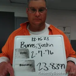 Mugshot of JUSTIN LINDSEY BURNS booked in Sebastian County, Arkansas on July 17, 2026