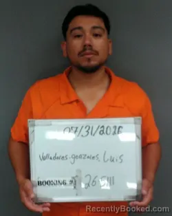 Mugshot of Luis Angel Valladares-Gonzales booked in Sebastian County, Arkansas on July 30, 2026