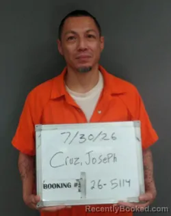 Mugshot of Joseph Steven Cruz booked in Sebastian County, Arkansas on July 30, 2026