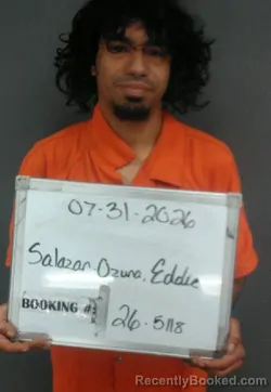 Mugshot of Eddie Fernando Salazar-Ozuna booked in Sebastian County, Arkansas on July 30, 2026