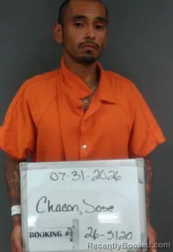 Mugshot of Jose Guadalupe Chacon booked in Sebastian County, Arkansas on July 31, 2026