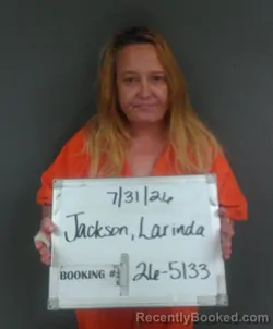 Mugshot of Larinda Ann Jackson booked in Sebastian County, Arkansas on July 31, 2026