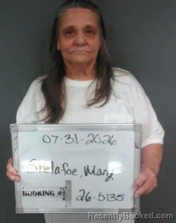 Mugshot of Mary Grace Shelafoe booked in Sebastian County, Arkansas on July 31, 2026