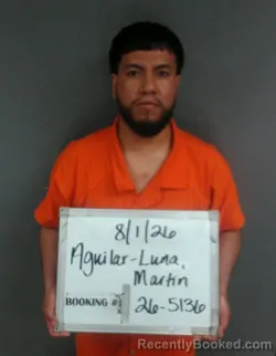 Mugshot of Martin Aguilar-Luna booked in Sebastian County, Arkansas on July 31, 2026