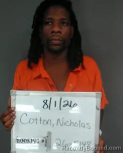Mugshot of Nicholas Jeremiah Cotton booked in Sebastian County, Arkansas on August 1, 2026