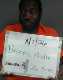 Mugshot of Andre Quintel Brooks booked in Sebastian County, Arkansas on August 1, 2026