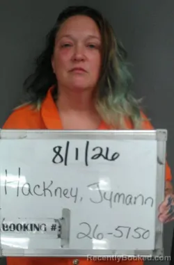 Mugshot of Jymann Nicole Hackney booked in Sebastian County, Arkansas on August 1, 2026
