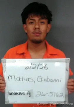 Mugshot of Giobanni Ernesto Matias booked in Sebastian County, Arkansas on August 2, 2026