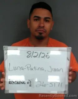Mugshot of Juan Luna-Patina booked in Sebastian County, Arkansas on August 2, 2026