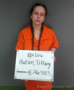 Mugshot of Tiffany Nicole Hutson booked in Sebastian County, Arkansas on August 2, 2026