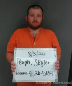 Mugshot of Skyler Dwayne Peugh booked in Sebastian County, Arkansas on August 2, 2026
