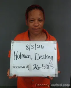 Mugshot of Destiny Shonte Holman booked in Sebastian County, Arkansas on August 2, 2026