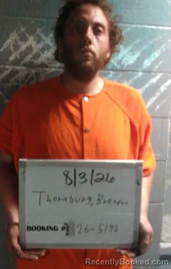 Mugshot of Brandon Paul Thornburg booked in Sebastian County, Arkansas on August 3, 2026