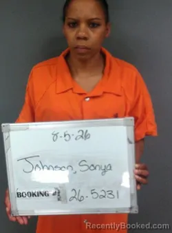 Mugshot of Sonya Laverne Johnson booked in Sebastian County, Arkansas on August 5, 2026