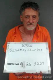 Mugshot of Charles Edmond Sanders booked in Sebastian County, Arkansas on August 5, 2026