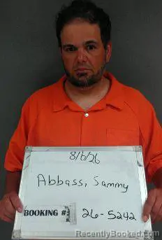 Mugshot of Sammy Mohammed Abbass booked in Sebastian County, Arkansas on August 5, 2026