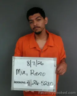 Mugshot of Reno Austin Mix booked in Sebastian County, Arkansas on August 6, 2026