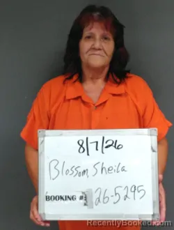 Mugshot of Sheila Denise Blossom booked in Sebastian County, Arkansas on August 7, 2026