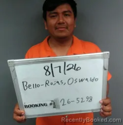 Mugshot of Oswaldo Bello-Rojas booked in Sebastian County, Arkansas on August 7, 2026