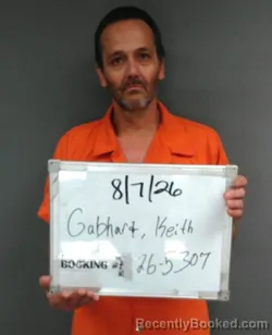 Mugshot of Keith Owen Gabhart booked in Sebastian County, Arkansas on August 7, 2026