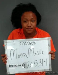 Mugshot of Miashia Nichel Morris booked in Sebastian County, Arkansas on August 7, 2026
